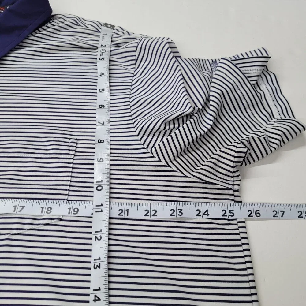 Ralph Lauren RLX Golf Polo Mens XL Performance Blue Striped Richland Course Logo